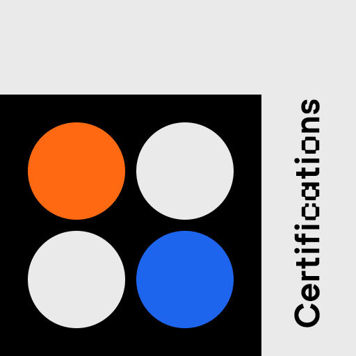 Auf dem Certifications Blog Thumbnail sind ein blauer, ein orangener und zwei hellgraue Kreise zu sehen.