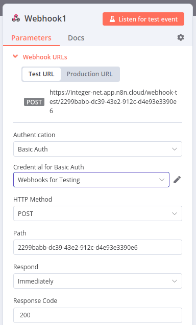 Create a webhook with n8n